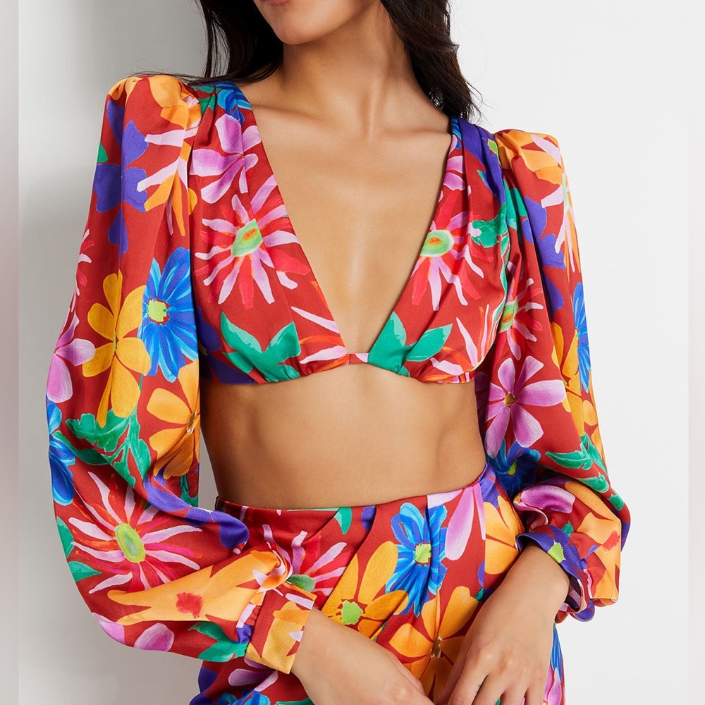 PatBo - ASTER LONG SLEEVE CROPPED TOP - NWT - New With Tags